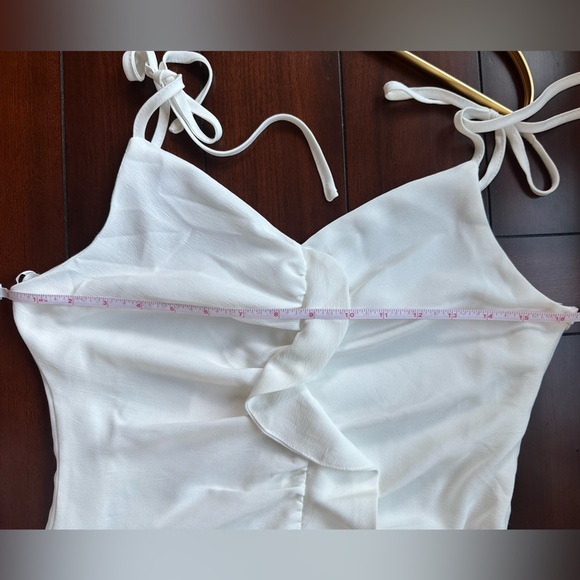 She + Sky White Ruffle Tie-Strap Mini Dress - Size M - Picture 6 of 10
